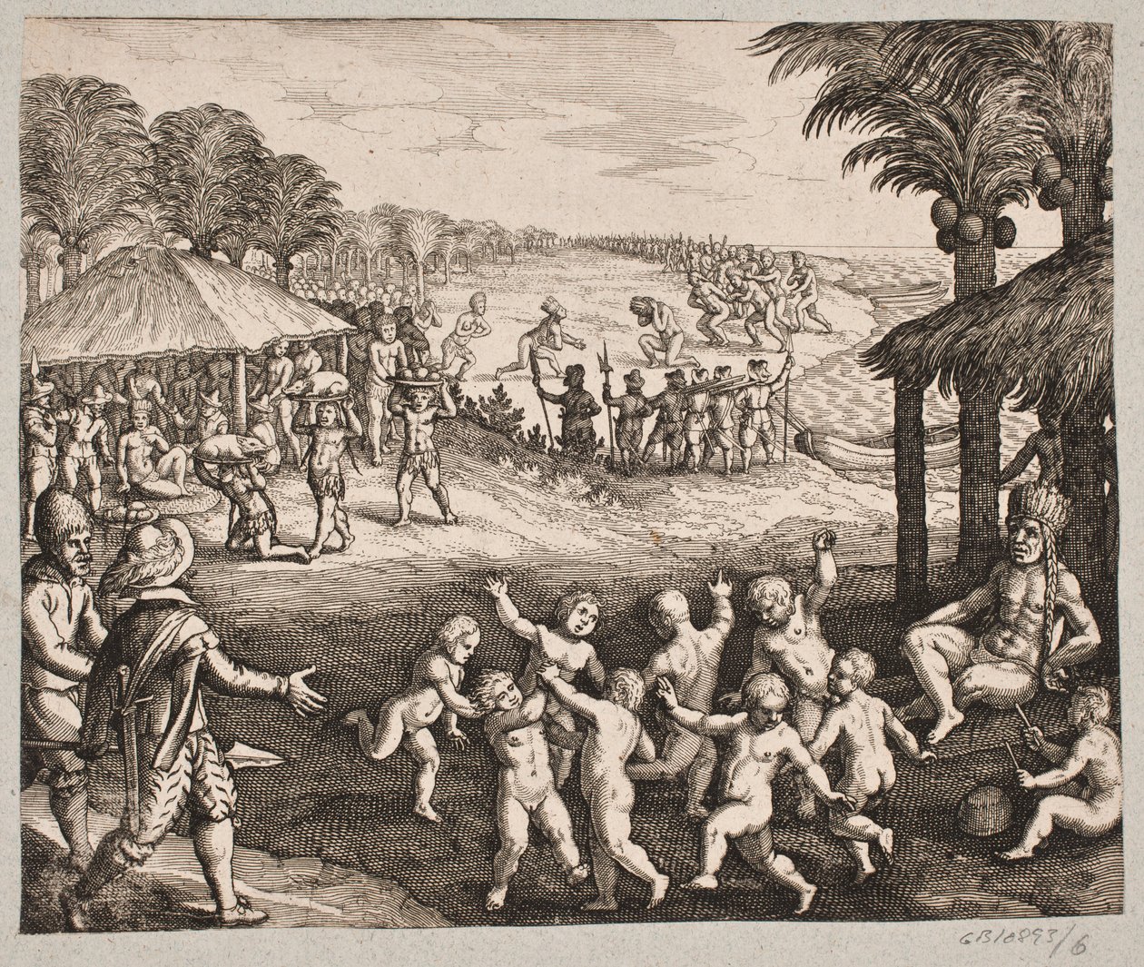 Über die Bewirtung der Wilden, die Zubereitung von Getränken und ihre Tänze für den König von Matthäus Merian d.Æ.