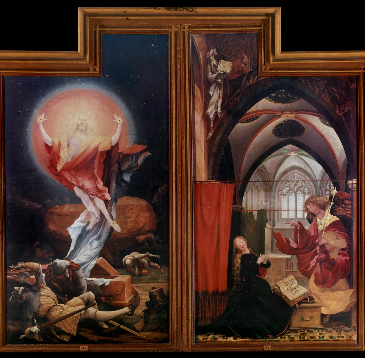Isenheimer Altar: „Die Auferstehung“ „Die Verkündigung“ von Matthias (c.1480 1528) Grunewald
