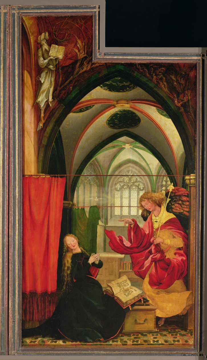 Die Verkündigung vom Isenheimer Altar, linker Flügel, ca. 1512-16 von Matthias (c.1480 1528) Grunewald