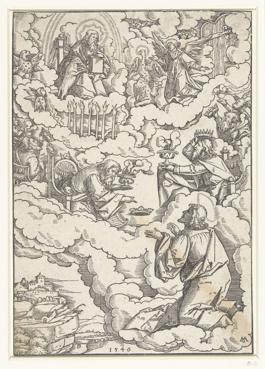 Vision des Johannes des Evangelisten mit thronendem Gott und den vierundzwanzig Ältesten von Matthias Gerung