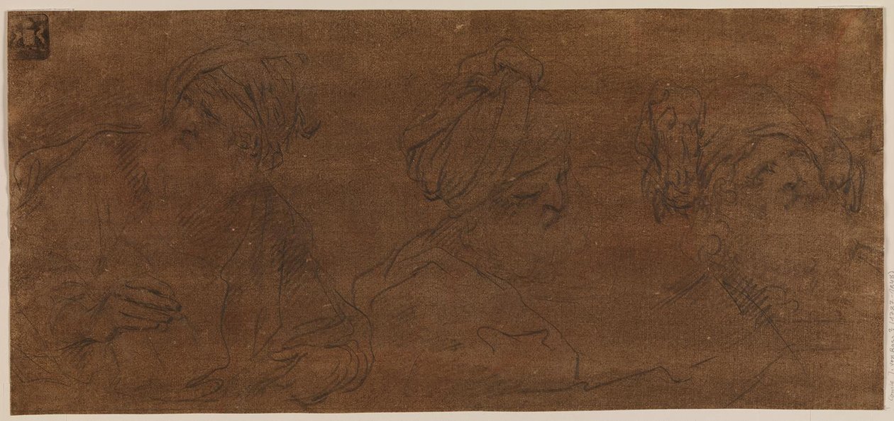 Drei Studien eines alten Mannes mit Turban von Mattia Preti