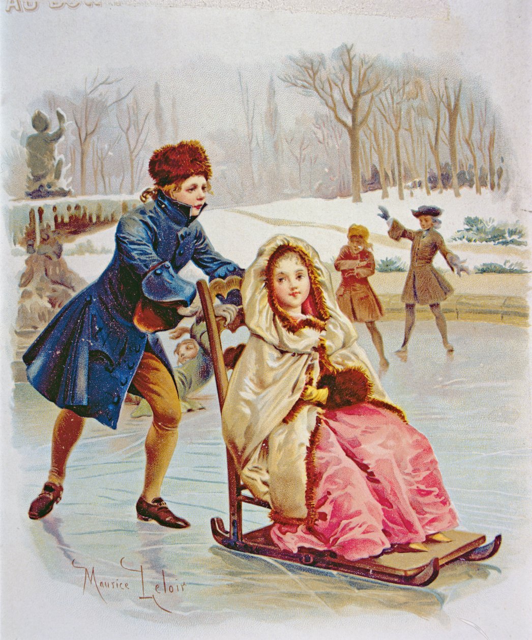 Kinder beim Schlittschuhlaufen von Maurice Leloir