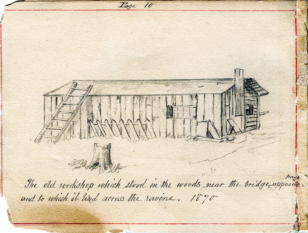 Werkstatt auf dem Gelände der Schwestern der Vorsehung von Saint Mary-of-the-Woods, Indiana im Jahr 1870 von Maurice Schnell