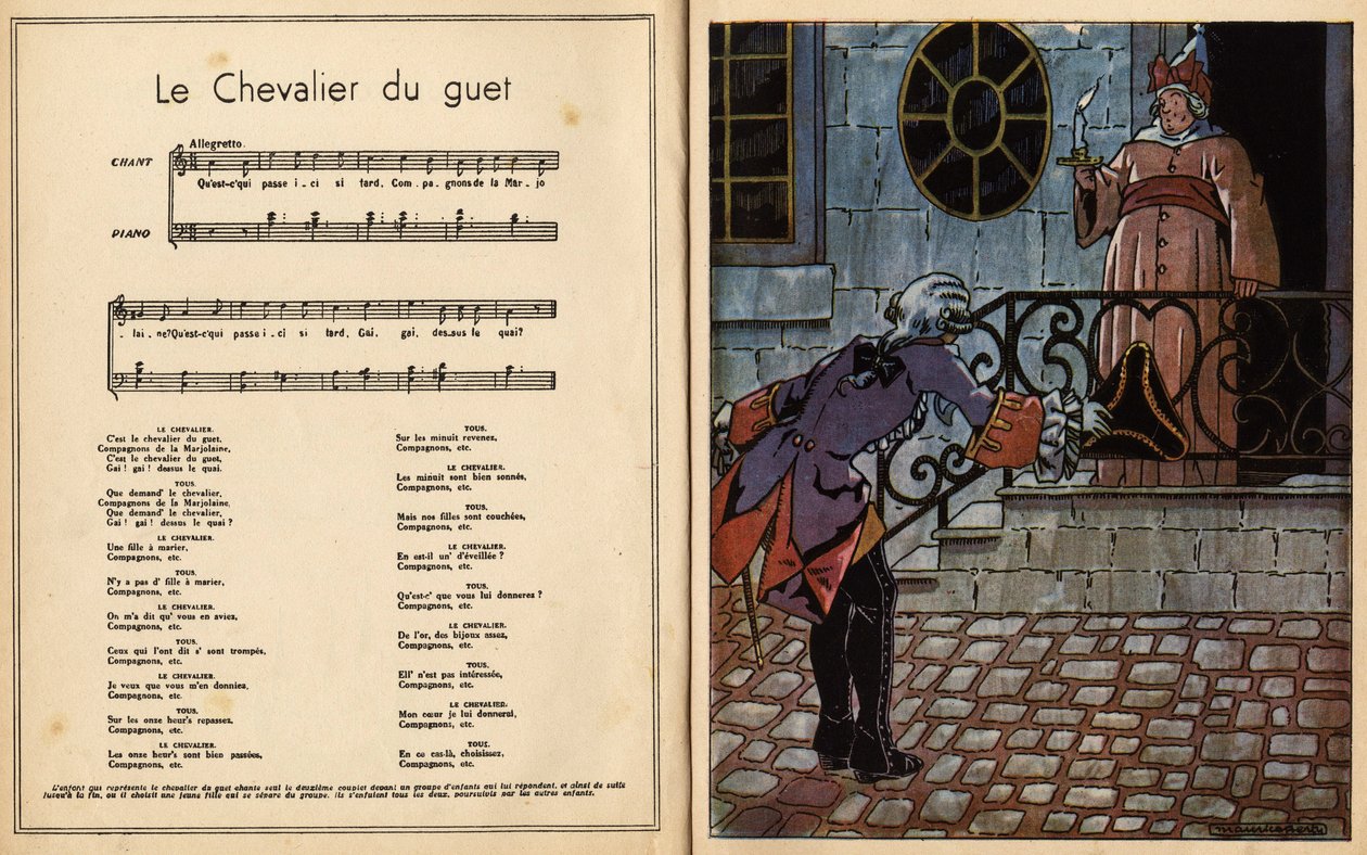 Der Ritter der Wache, Kinderlied (Gravur) von Maurice Berty