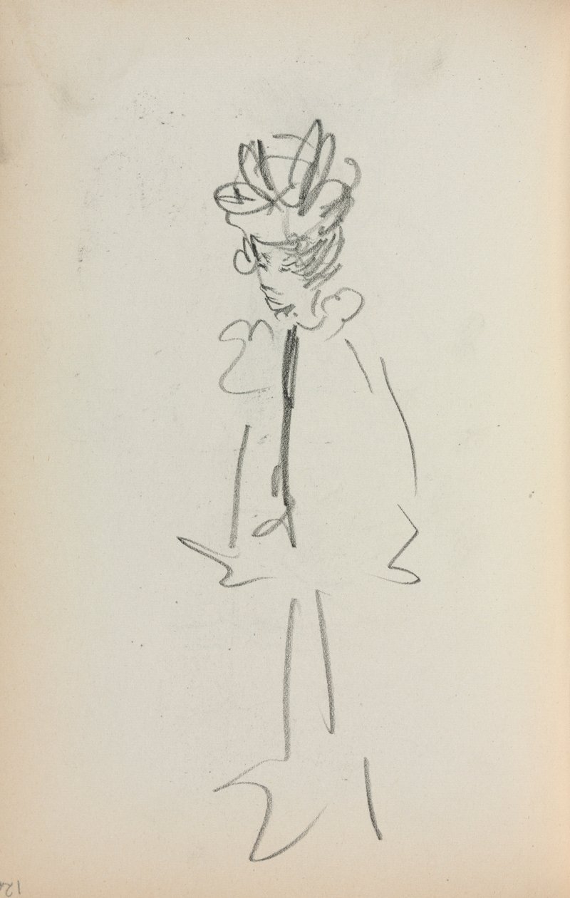 Italienisches Skizzenbuch: Stehende Frau, Seite 126, 1898-1899 von Maurice Brazil Prendergast