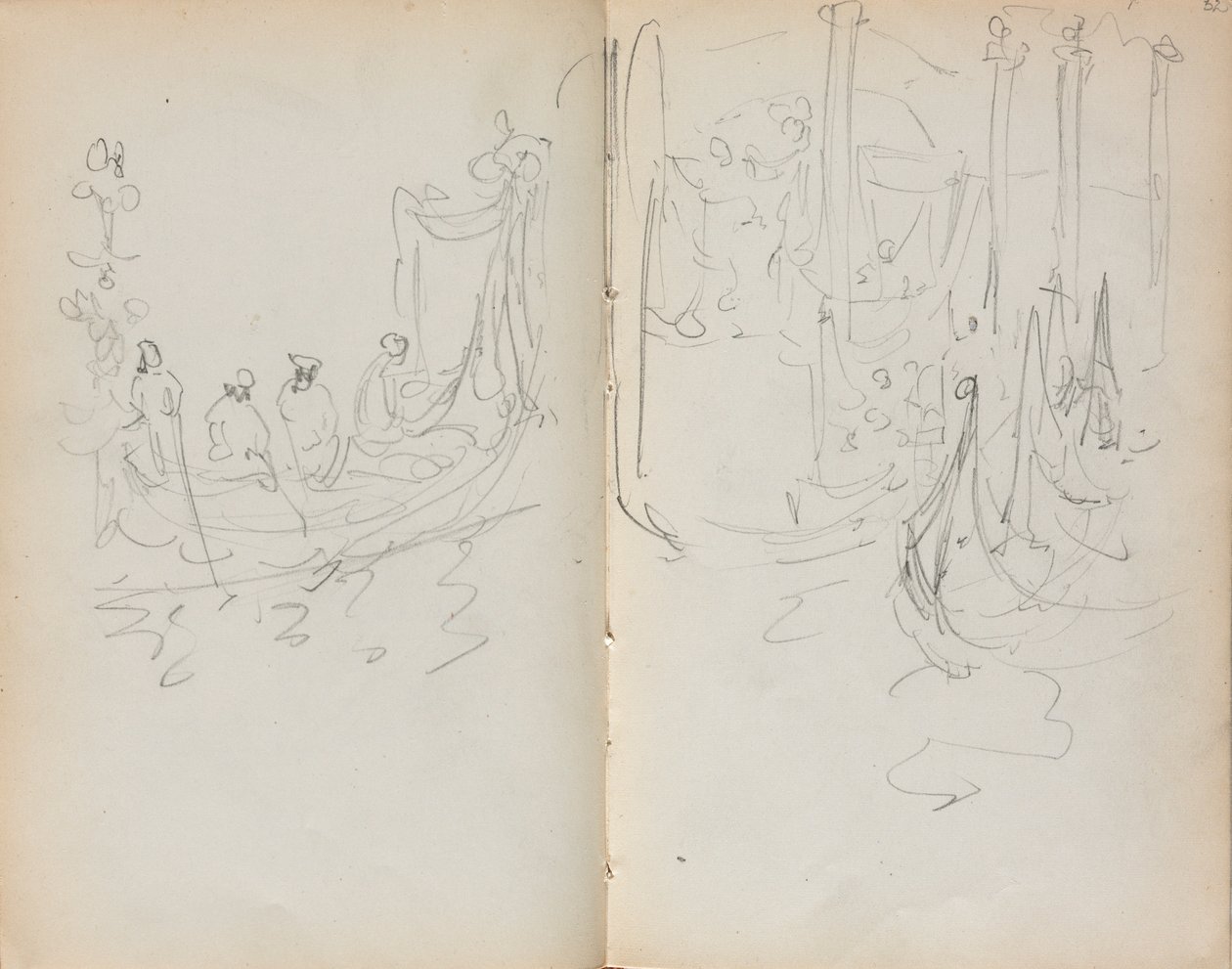 Italienisches Skizzenbuch: Venezianischer Hafenblick Seite 31 & 32, 1898-1899 von Maurice Brazil Prendergast