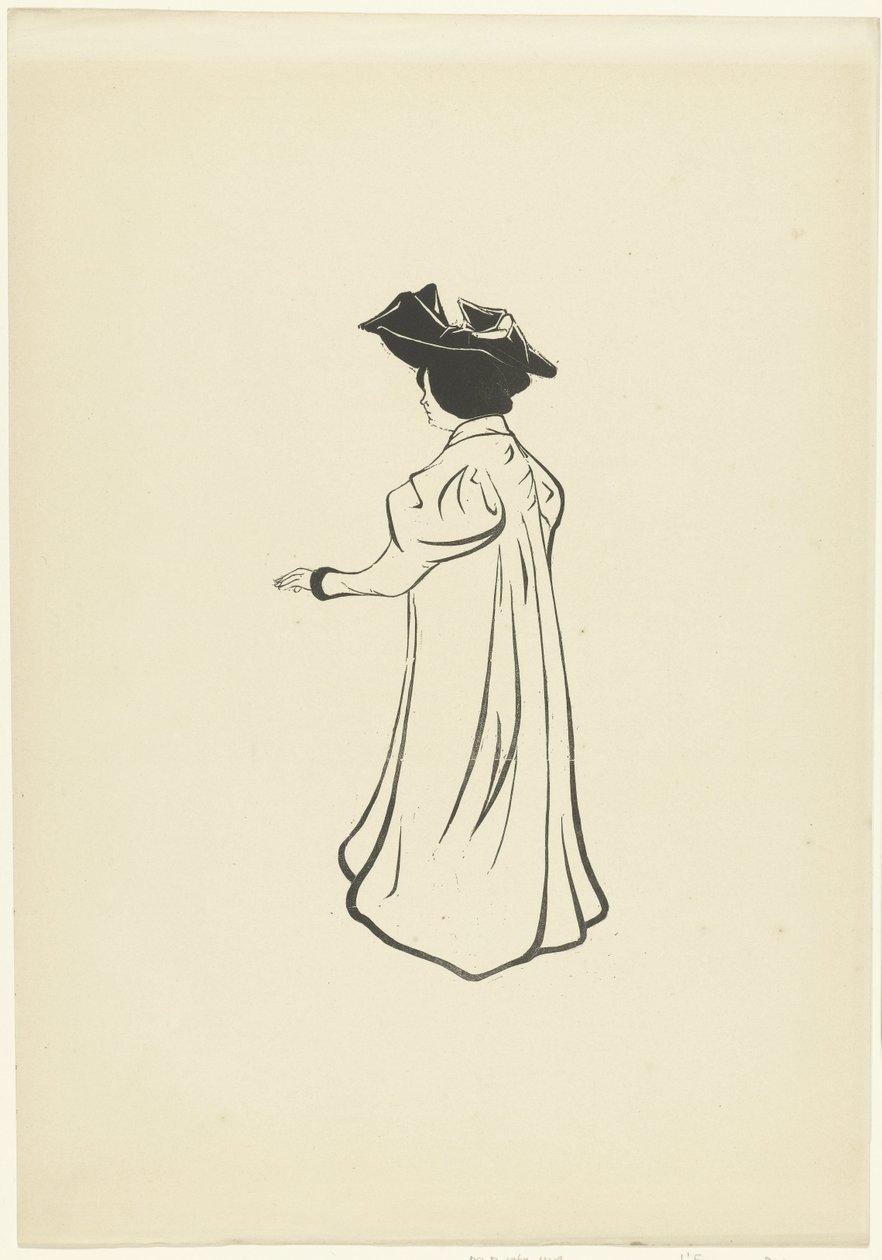 Stehende Frau mit Hut und ausgestrecktem Arm von Maurice Delcourt