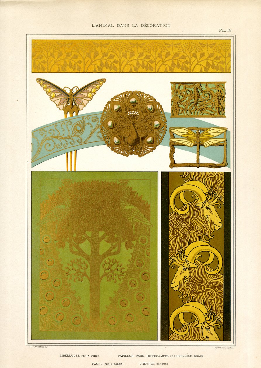 Tiermotive für Schmuck und dekorative Elemente (Litho) von Maurice Pillard Verneuil