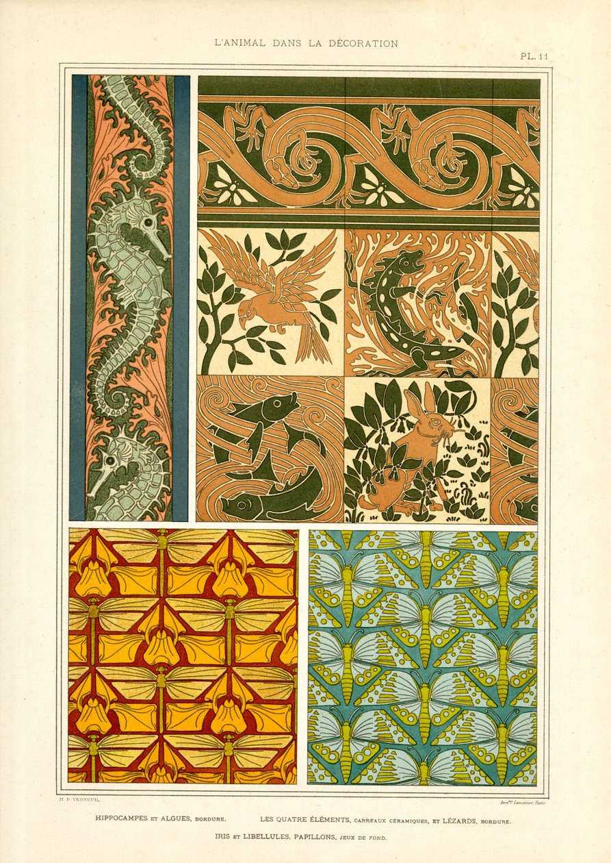 Tiermotive in Jugendstil-Ornamenten von Maurice Pillard Verneuil