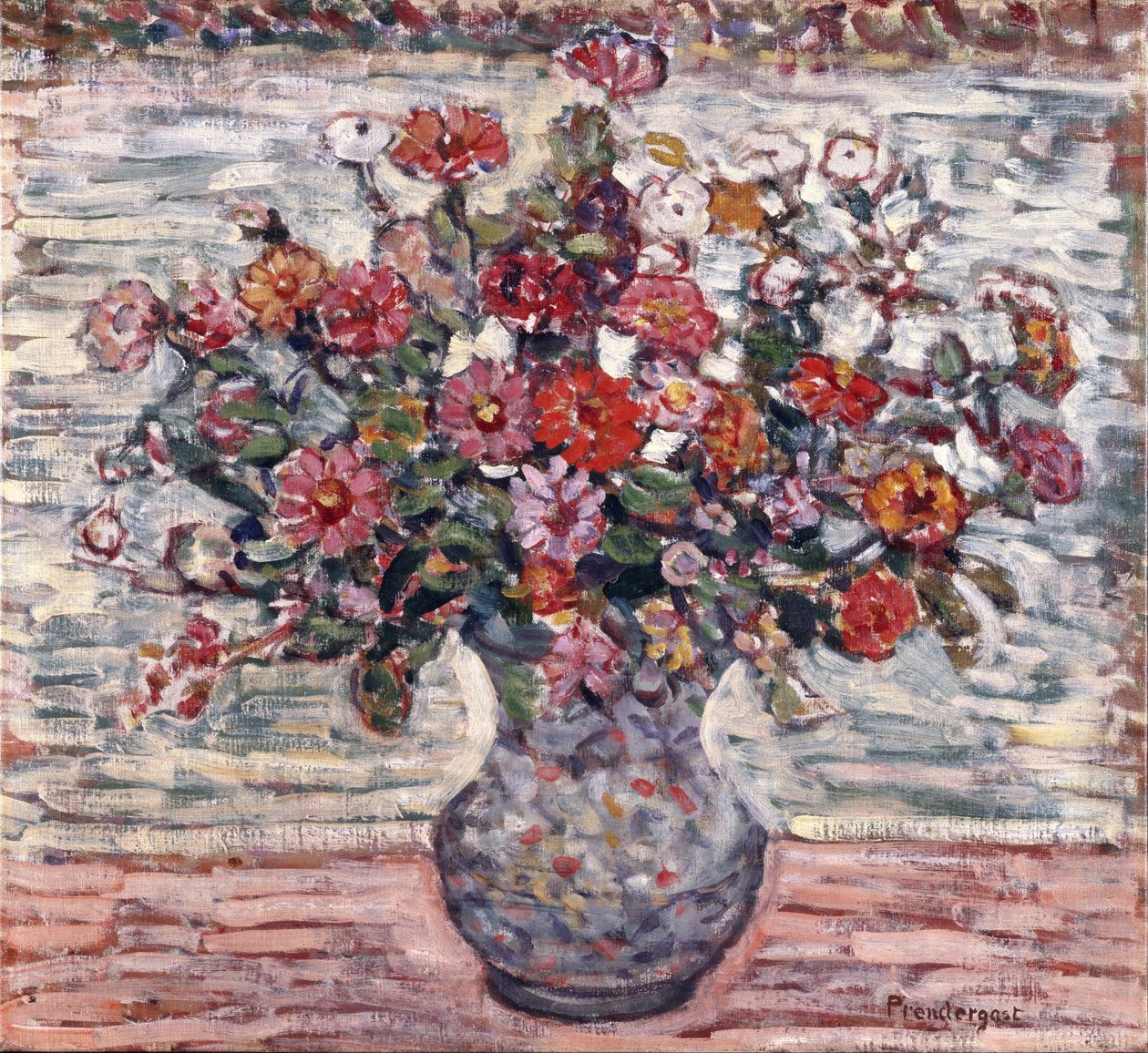 Blumen in einer Vase (Zinnien) von Maurice Prendergast