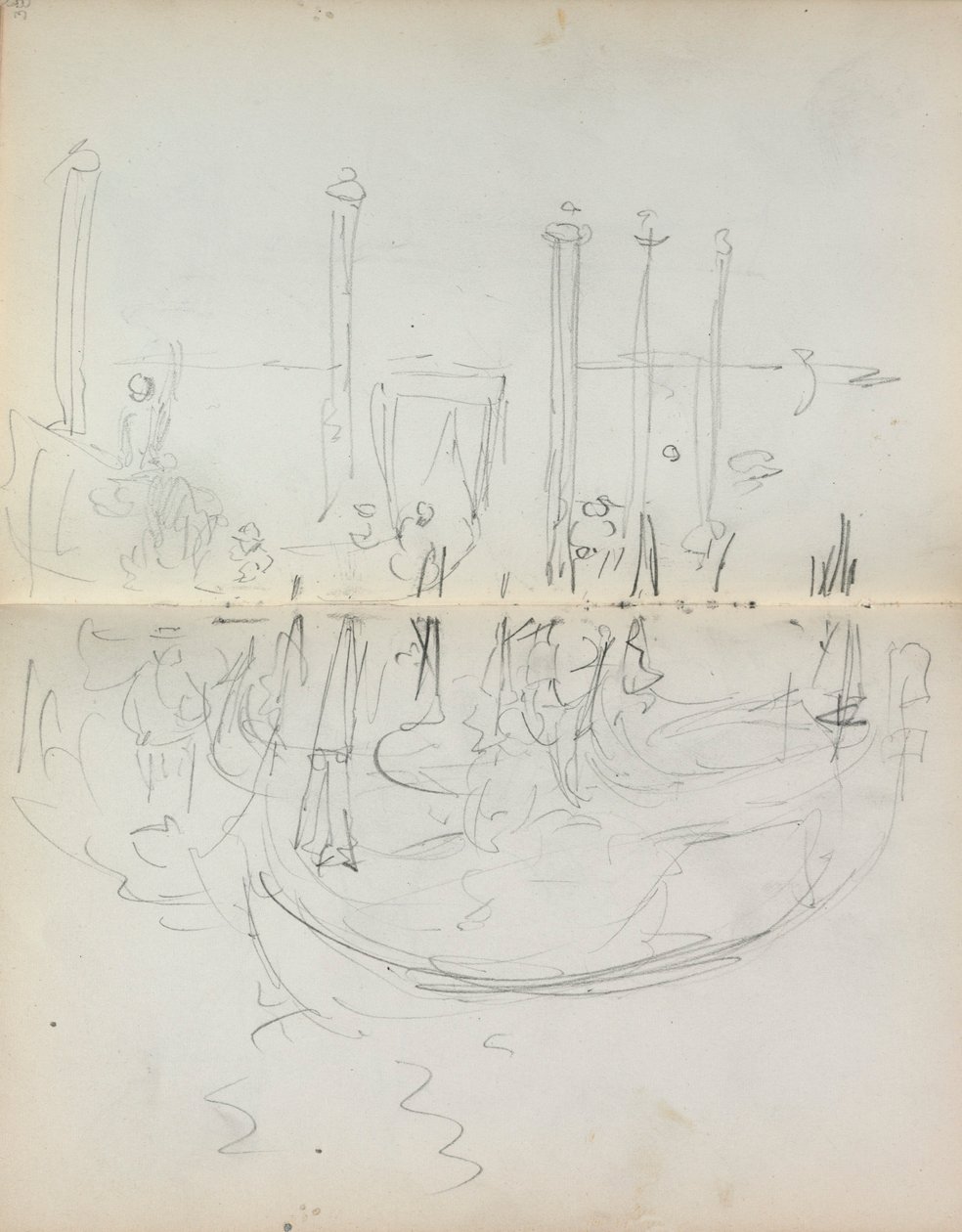 Italienisches Skizzenbuch: Venezianischer Hafenblick (Seite 37 & 38) von Maurice Prendergast