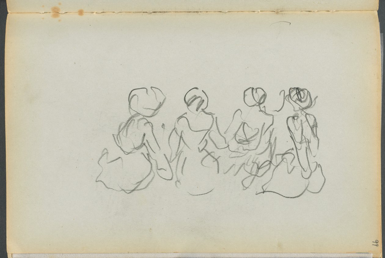 Skizzenbuch - Das Granitküstenhotel, Rockport, Seite 099: Sitzende weibliche Figuren von Maurice Prendergast