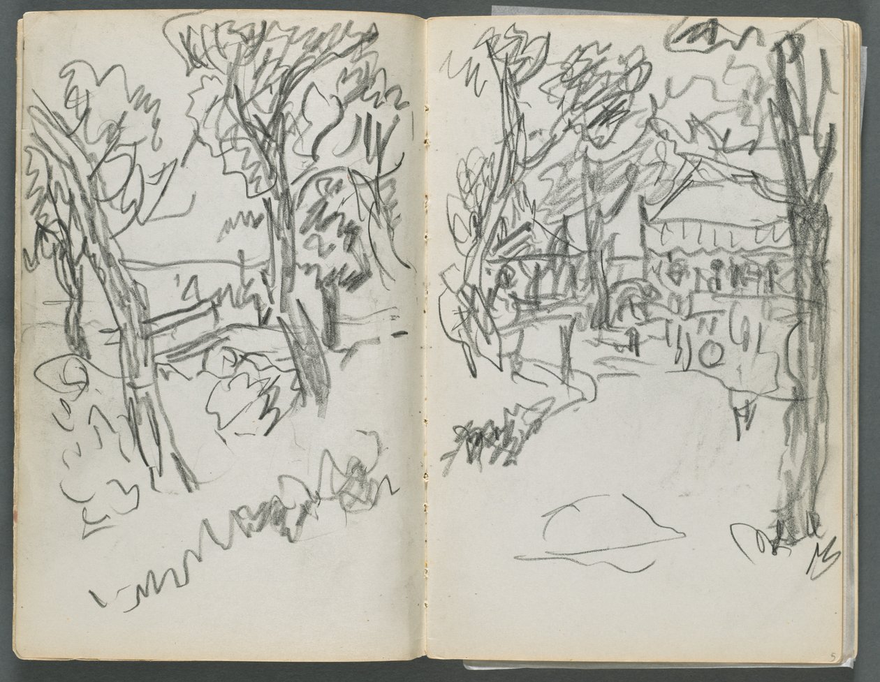 Skizzenbuch, Die Dells, Nr. 127, Seite 004 & 5: Landschaft von Maurice Prendergast