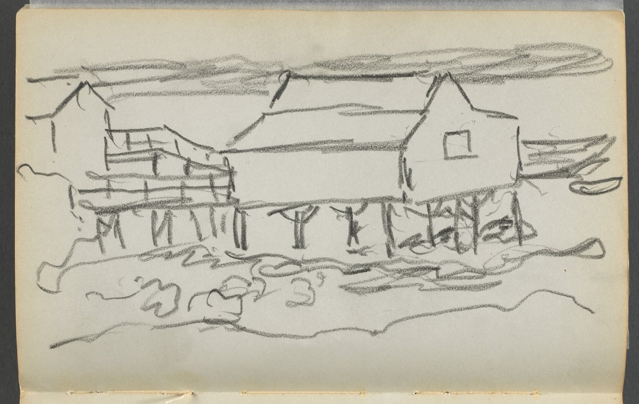 Skizzenbuch, The Dells, Nr. 127: Haus auf einem Dock von Maurice Prendergast