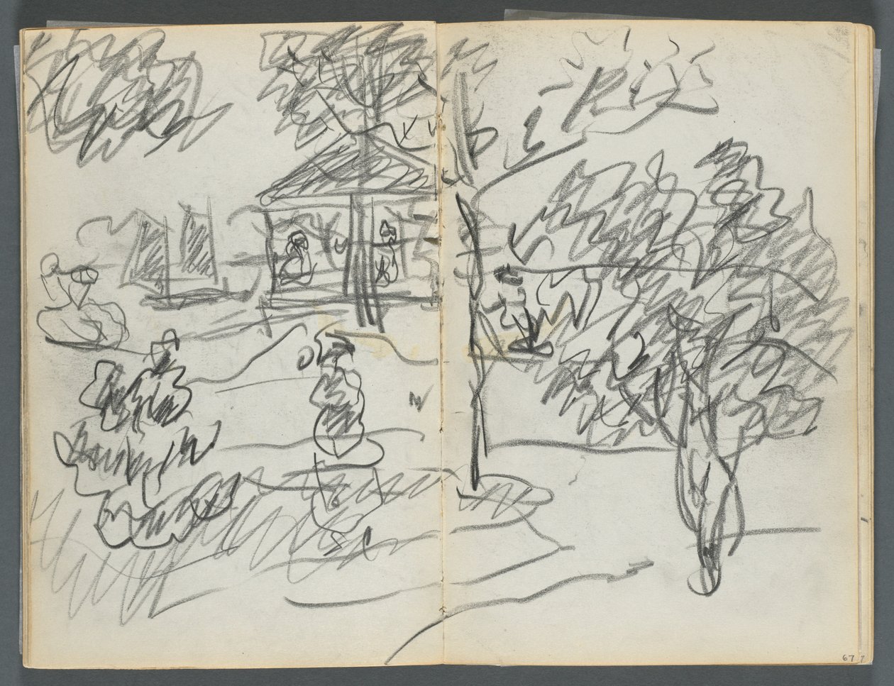 Skizzenbuch, Die Dells, Nr. 127, Seite 066 & 67: Landschaft von Maurice Prendergast
