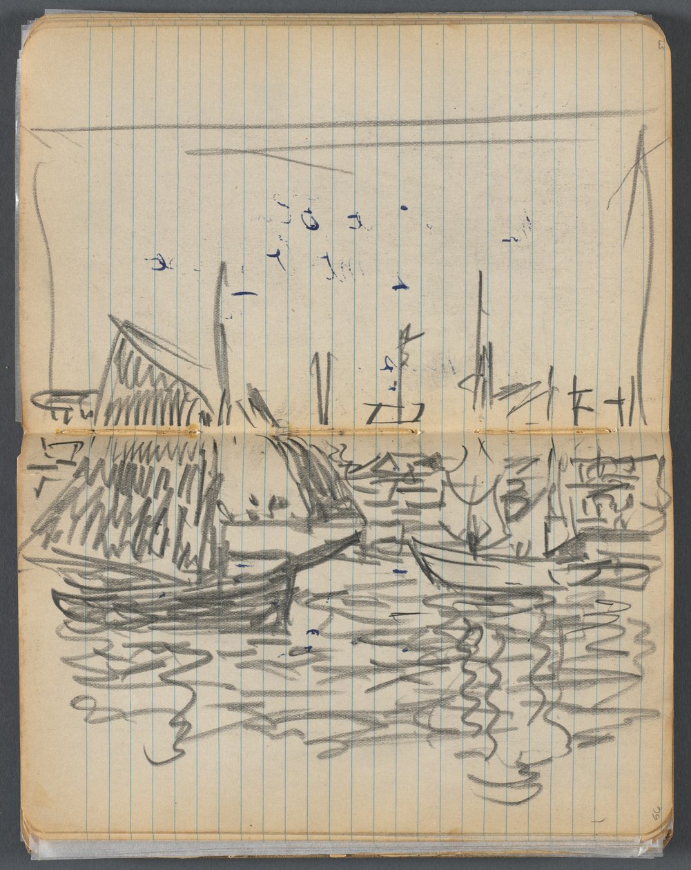 Skizzenbuch, Seite 056 & 57: Blick auf Segelboote von Maurice Prendergast
