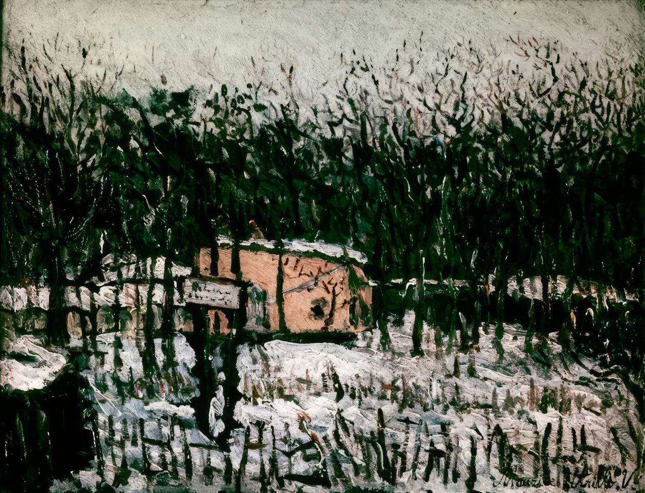 Die Butte Pinson im Schnee von Maurice Utrillo