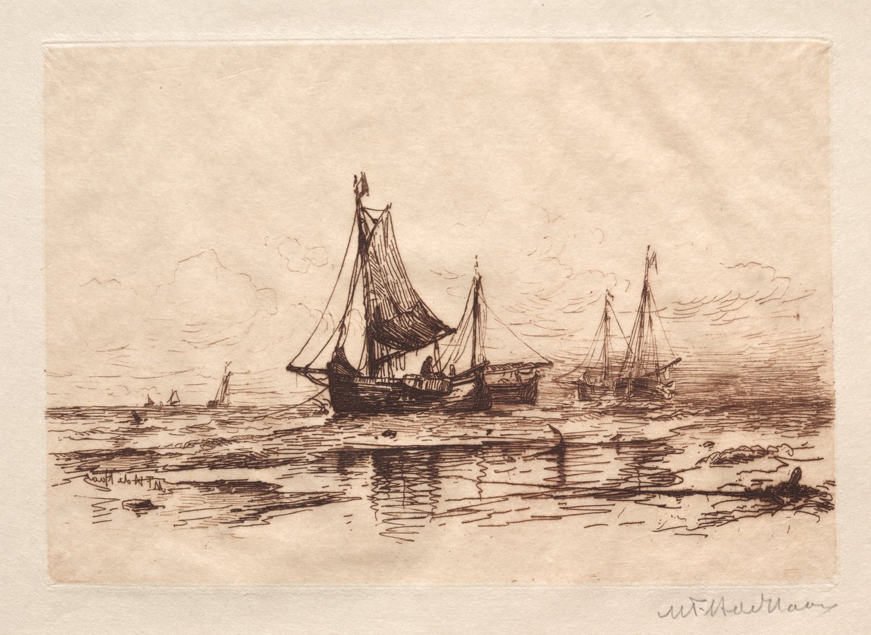 Fischerboote am Strand von Scheveningen von Maurits Frederik Hendrik De Haas