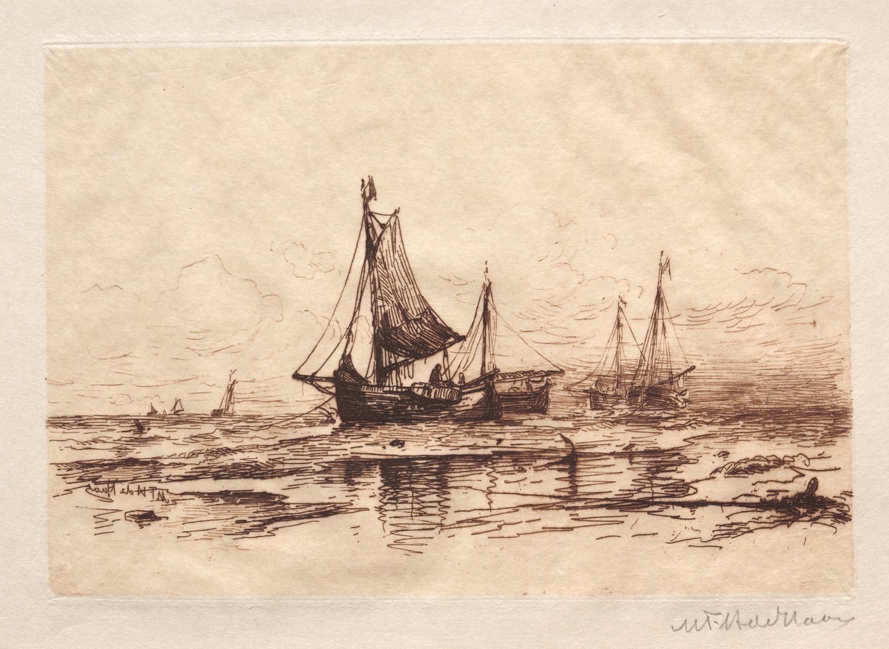 Fischerboote am Strand von Scheveningen von Maurits Frederik Hendrik De Haas