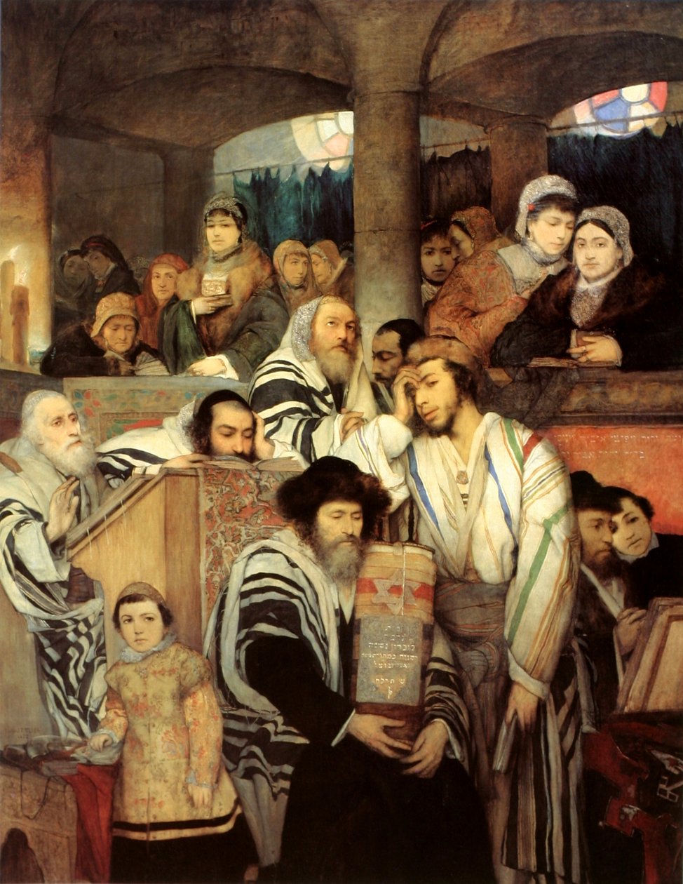 Juden beten in der Synagoge an Jom Kippur von Maurycy Gottlieb