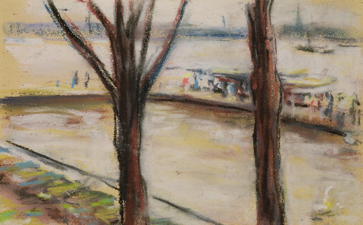 Landungsbrücke am Uhlenhorster Fährhaus im Herbst, 1909 von Max Liebermann