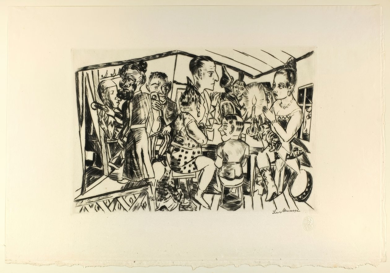 Hinter den Kulissen, Platte drei aus Jahrmarkt von Max Beckmann