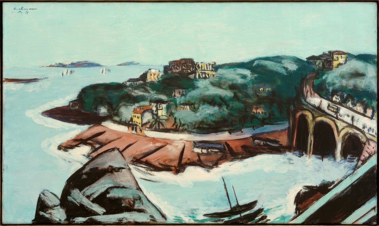 Blick auf Vorstädte am Meer bei Marseille von Max Beckmann