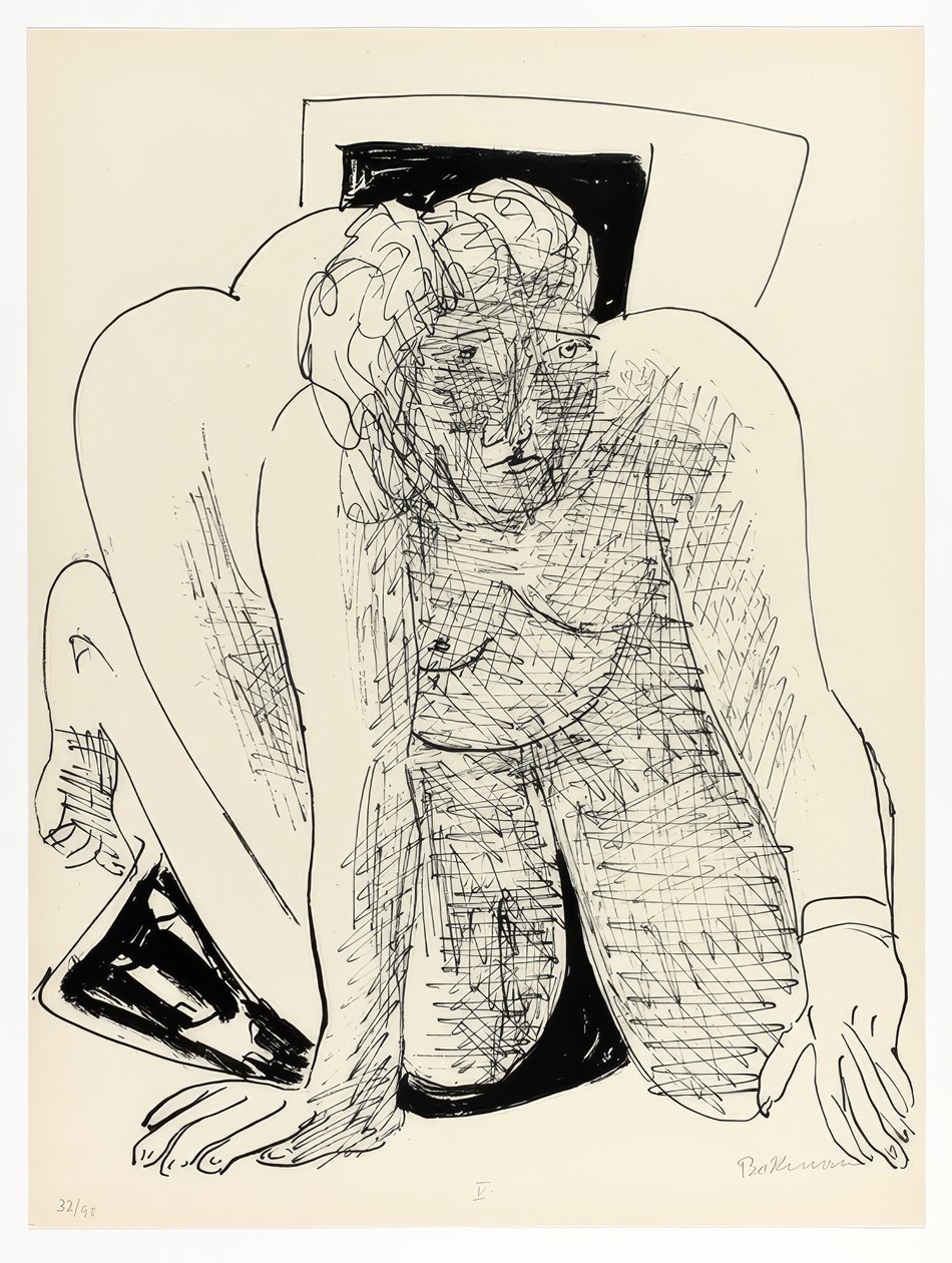 Kriechende Frau, Platte fünf aus Tag und Traum von Max Beckmann