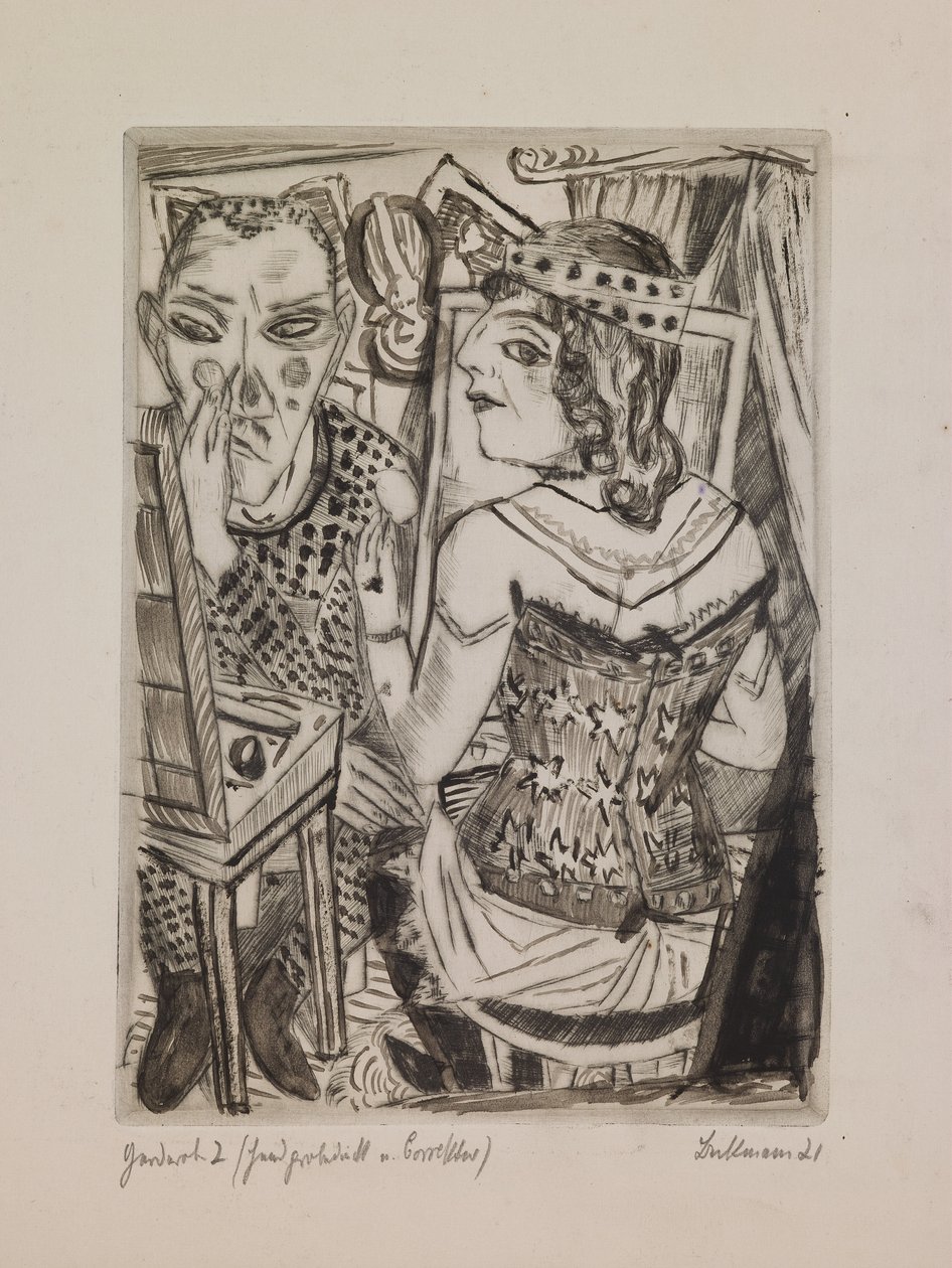 Ankleidezimmer, Platte 2 aus dem Portfolio "Der Jahrmarkt" von Max Beckmann
