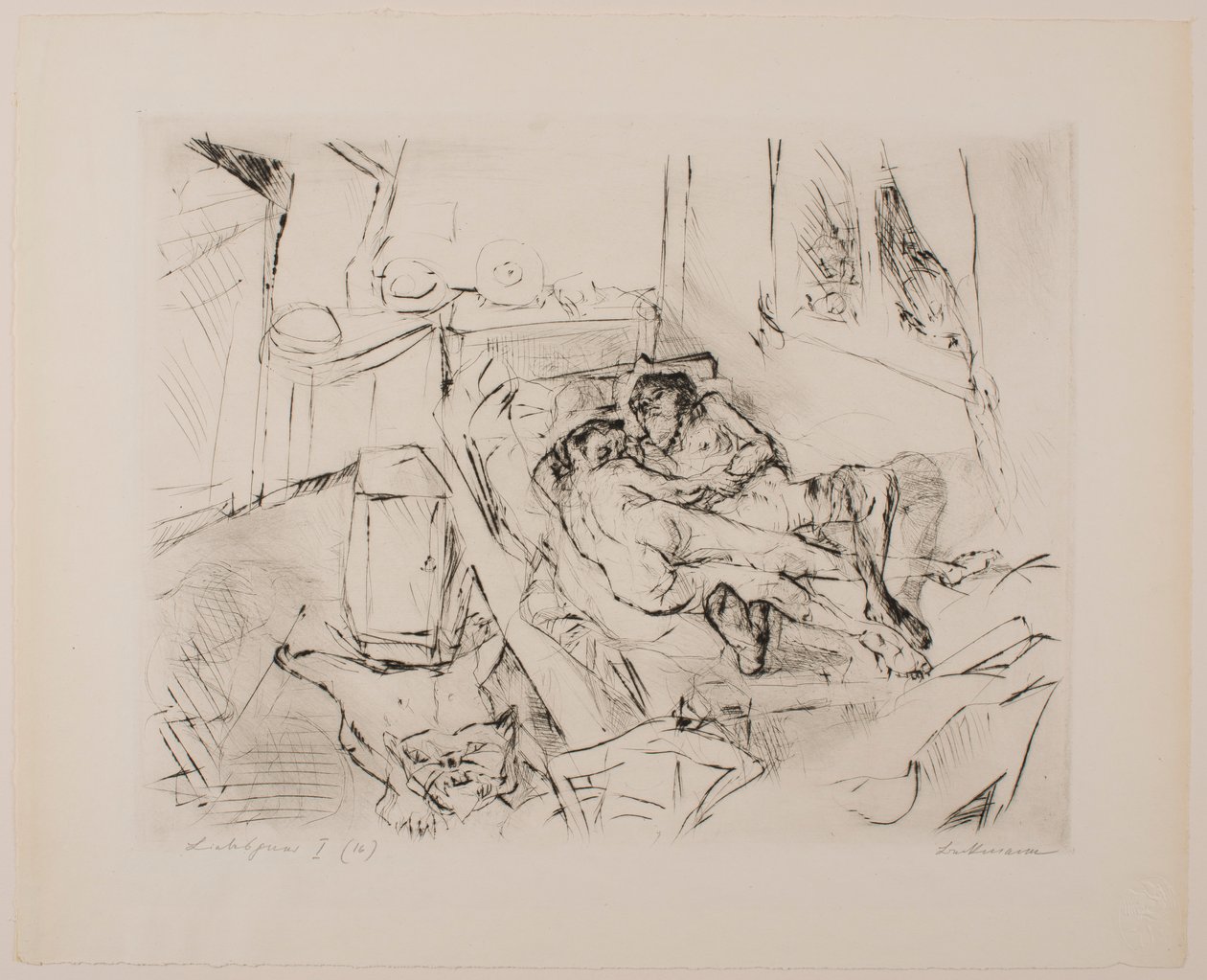 Liebende I, Platte 4 aus dem Portfolio „Gesichter“ von Max Beckmann