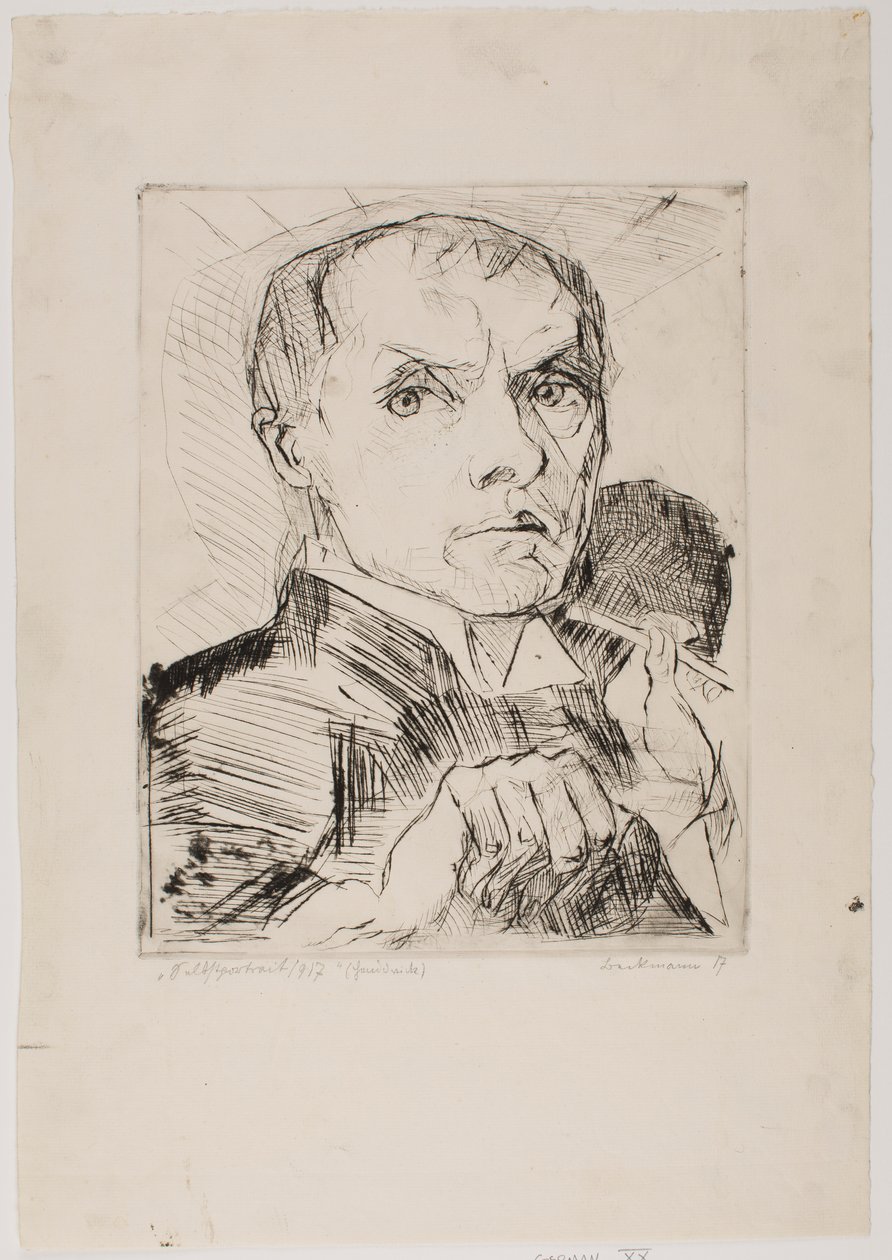 Selbstbildnis mit Griffel, Tafel 19 aus „Gesichter“ von Max Beckmann
