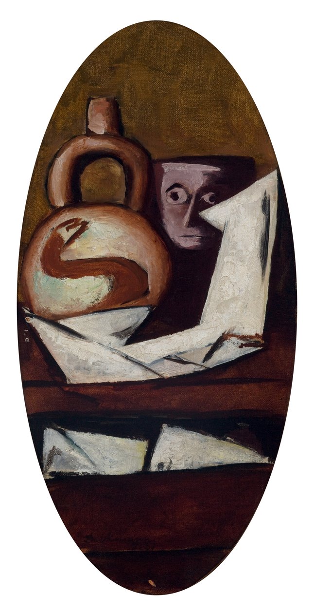 Stillleben mit mexikanischer Figur von Max Beckmann