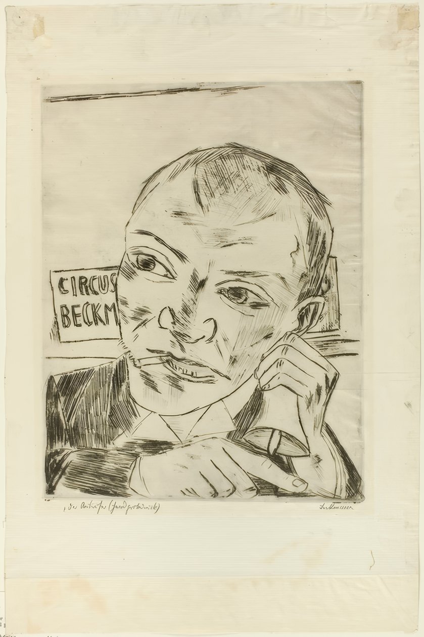 Der Ausrufer (Selbstporträt), Platte eins aus Der Jahrmarkt von Max Beckmann