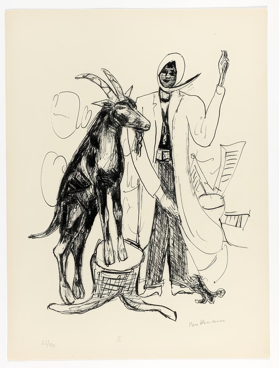 Der Hirsch, Platte neun aus Tag und Traum von Max Beckmann