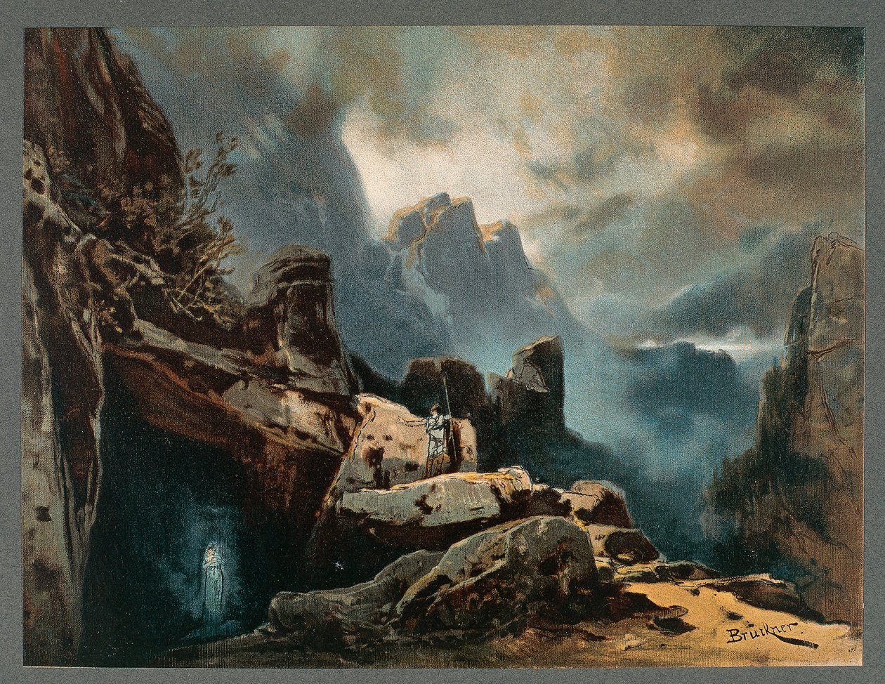 Bühnenbild für Akt III des Rings des Nibelungen - Das Rheingold von Richard Wagner von Max Bruckner
