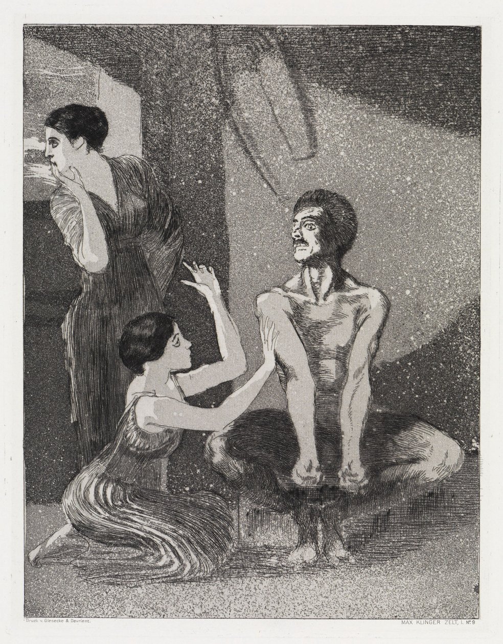 Mädchen und Schütze (Zelt, Opus XIV, 1. Teil, Nr. 9) von Max Klinger