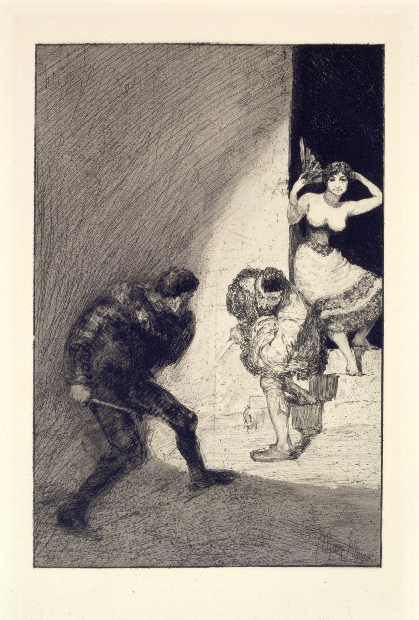 Rivalen, Tafel 7 aus der Serie „Ein Leben: Opus VIII“ von Max Klinger