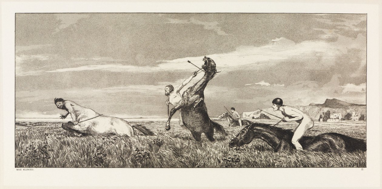 Verfolgter Zentaur (Intermezzi, Opus IV, Blatt 3) von Max Klinger