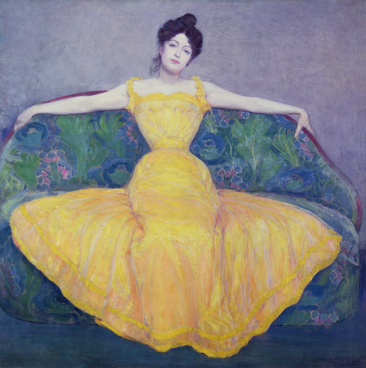 Dame im gelben Kleid von Max Kurzweil