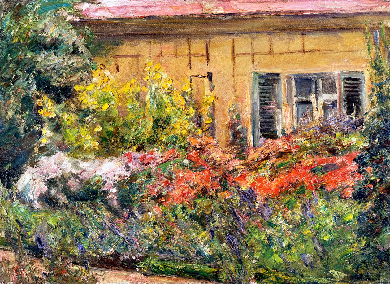 Blumenstauden am Gärtnerhäuschen nach Norden von Max Liebermann