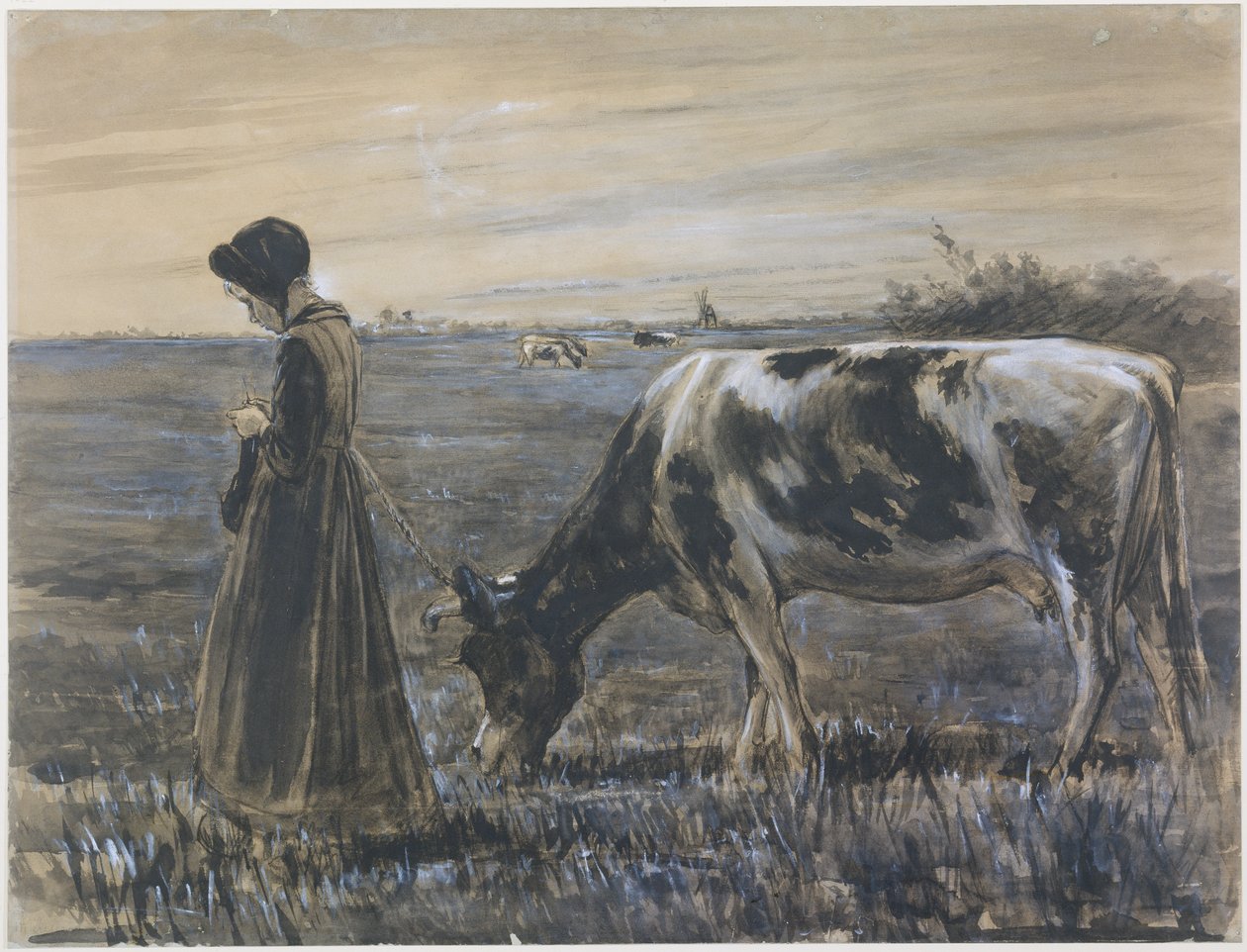 Mädchen mit Kuh von Max Liebermann