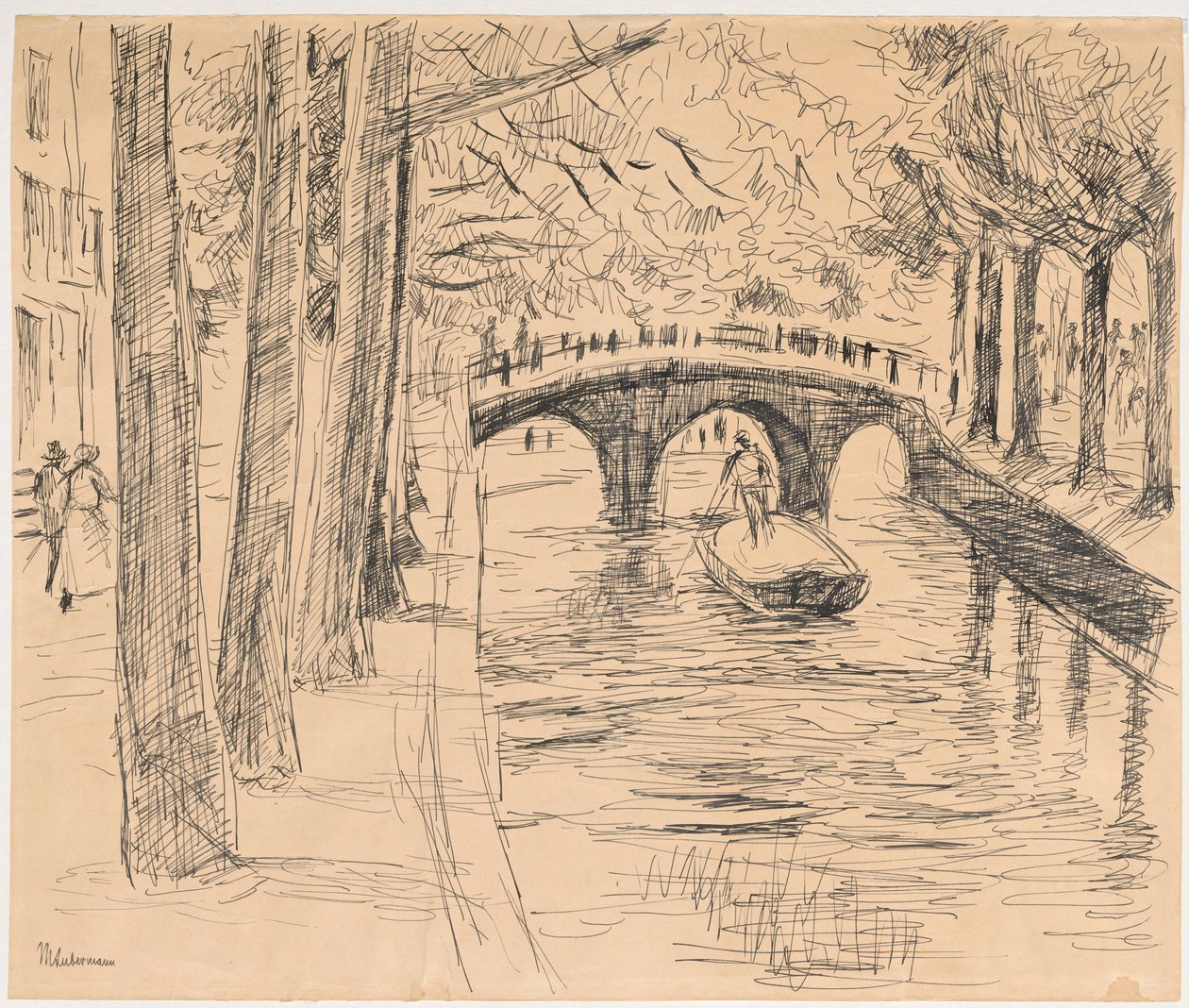 Brücke über dem Kanal in Amsterdam von Max Liebermann