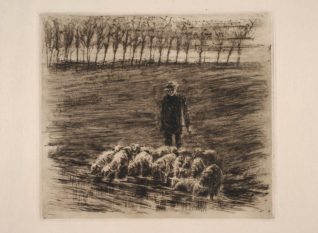 Schafherde an der Tränke von Max Liebermann
