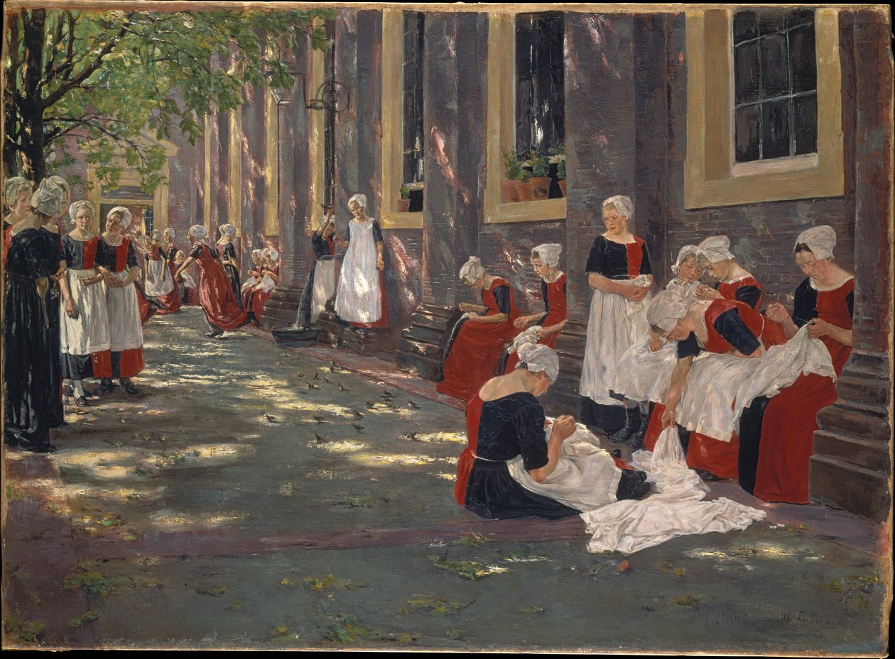 Der Hof des Waisenhauses in Amsterdam: Freie Zeit im Amsterdamer Waisenhaus von Max Liebermann