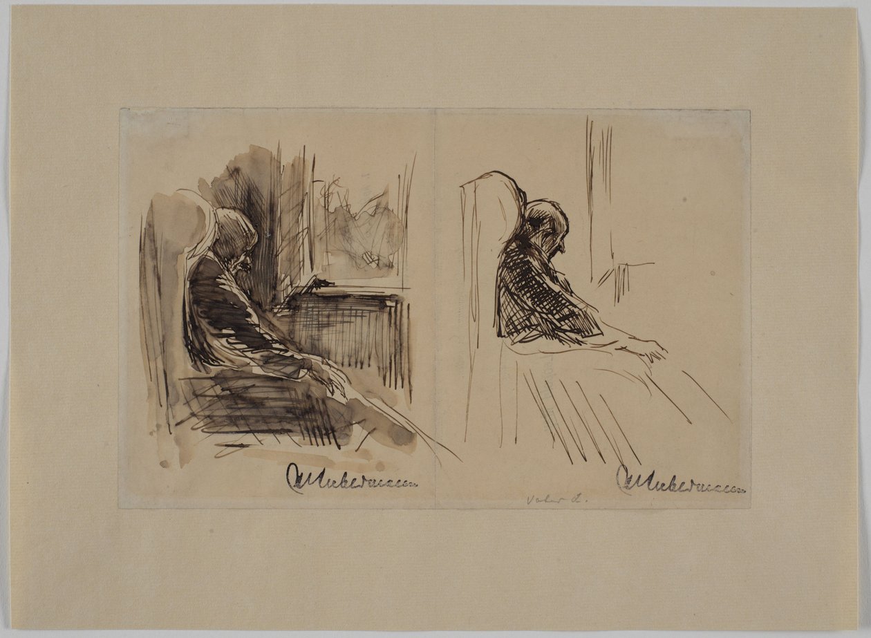 Zwei Bildnisse seines Vaters Louis Liebermann im Lehnstuhl von Max Liebermann