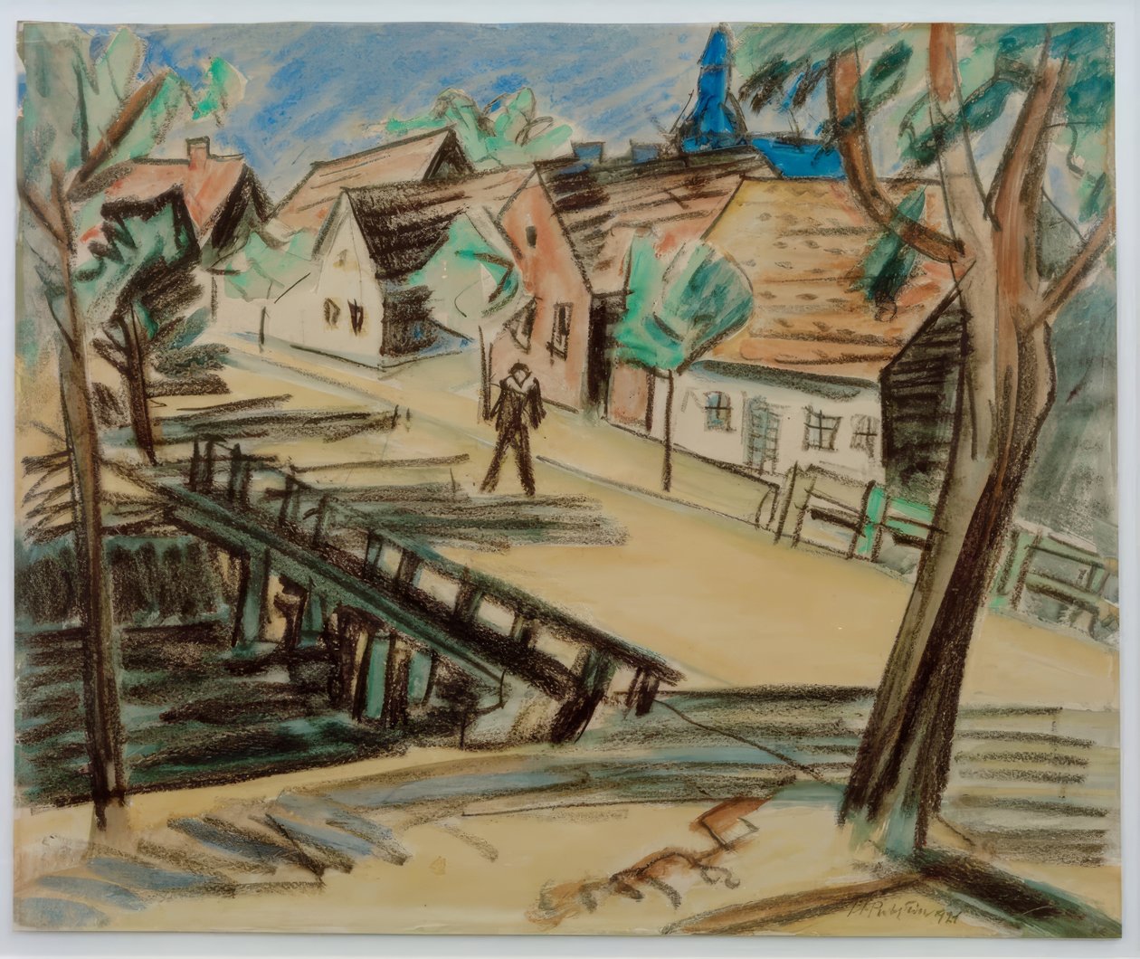Große Mühlengrabenbrücke – Leba / Pommern von Max Pechstein