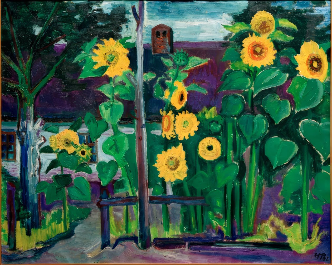 Sonnenblumen vor Wohnung von Max Pechstein