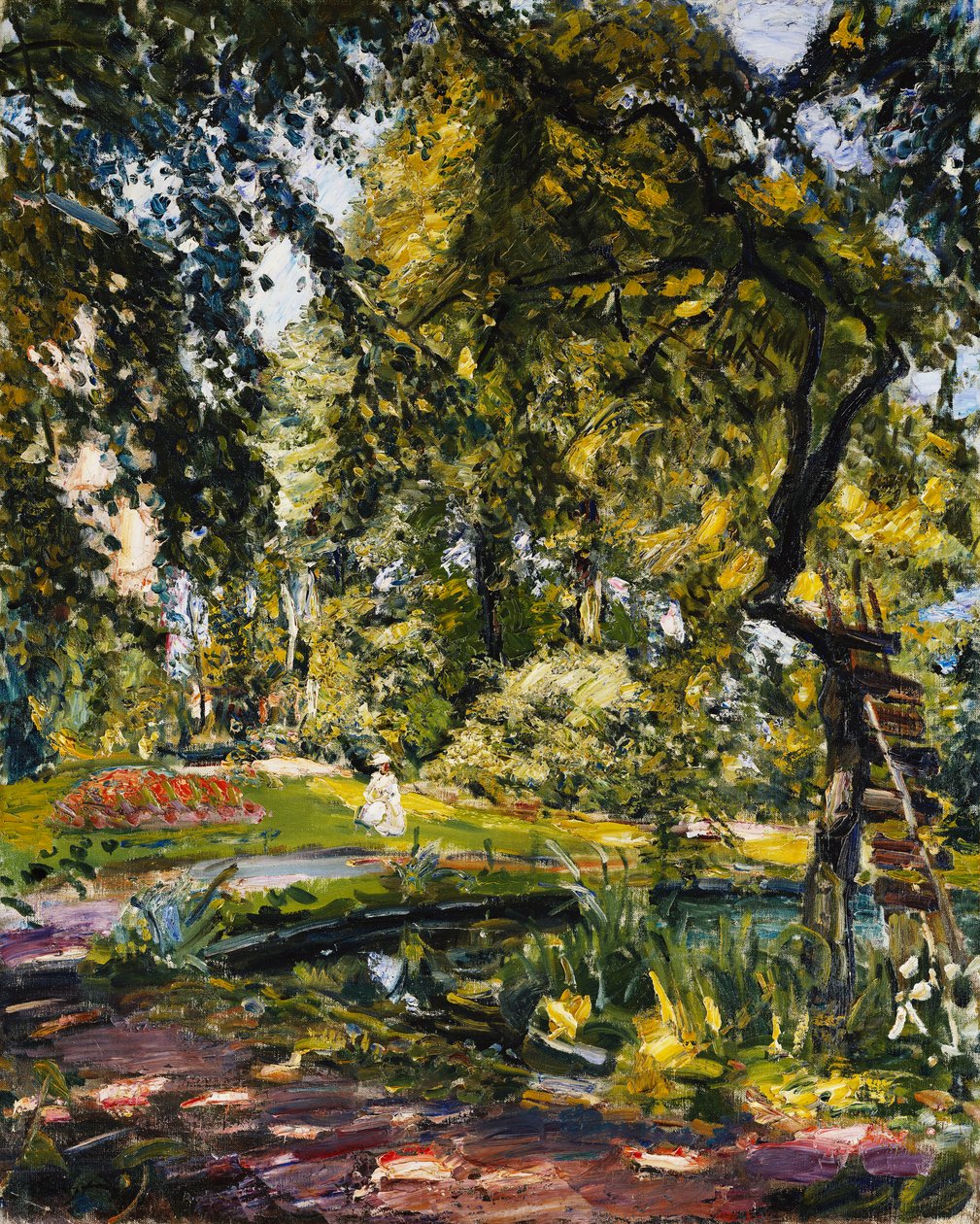 Garten in Godrammstein mit verwachsenem Baum und Weiher, 1910 von Max Slevogt