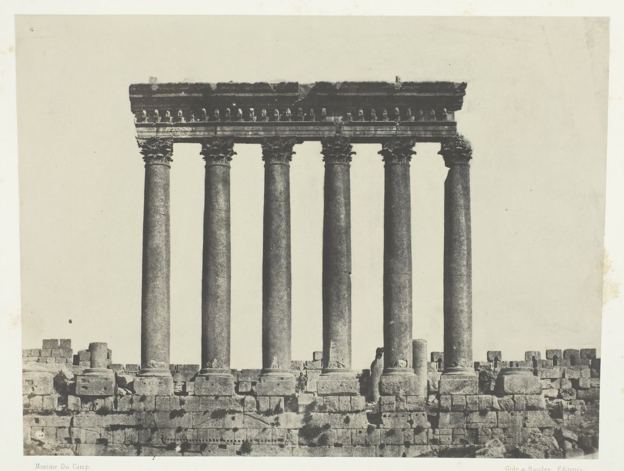 Baalbeck Héliopolis, Kolonnade des Sonnentempels, Syrien, 1849-51, gedruckt 1852 von Maxime Du Camp