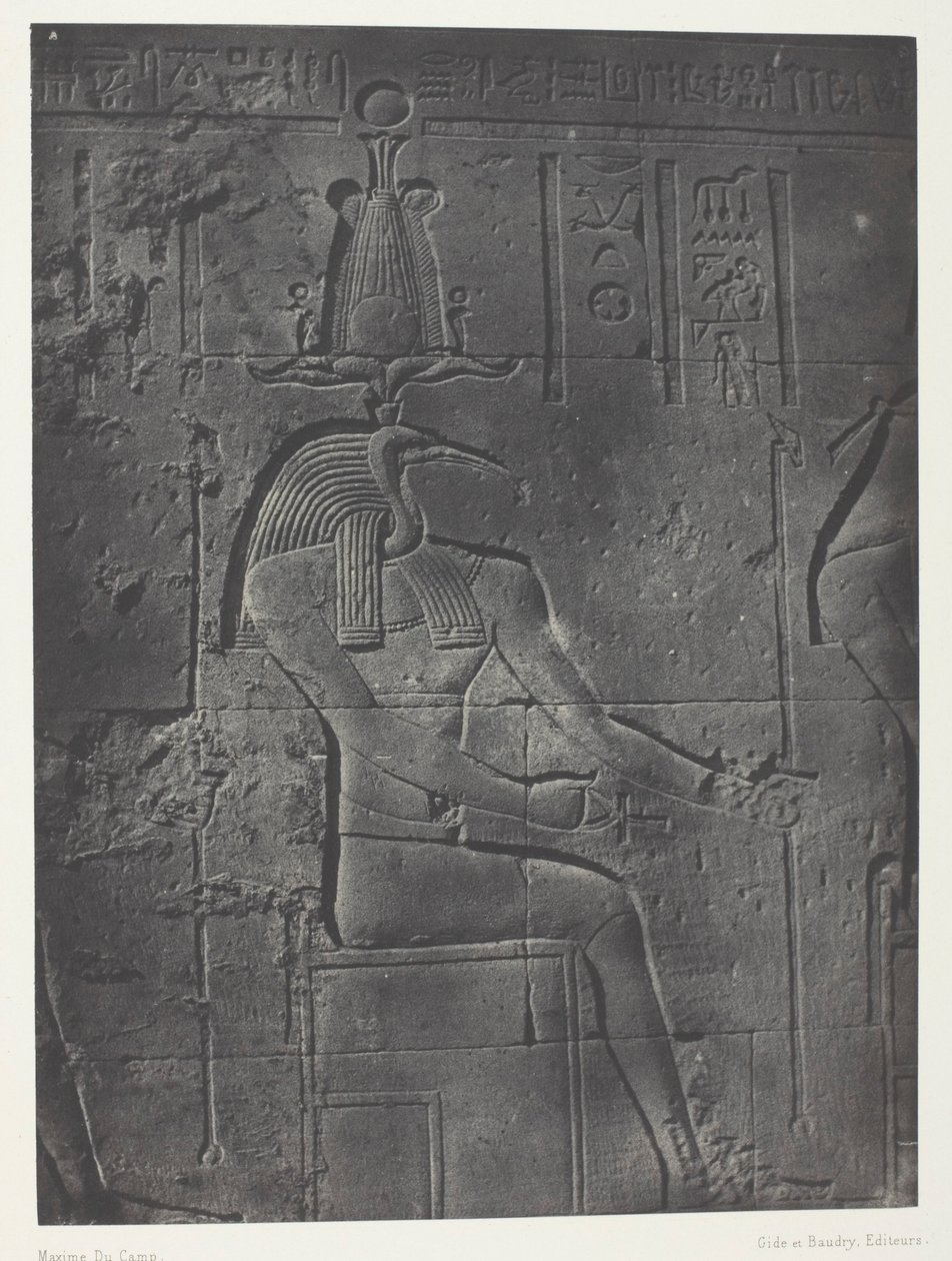 Großer Tempel der Isis in Philä, Tôth Ibiocéphale; Nubien, Platte 79 aus dem Album "Ägypten, Nubien, Palästina und Syrien" (1852) von Maxime Du Camp